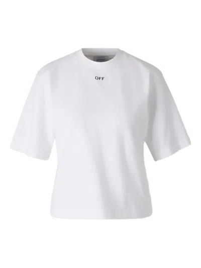 OFF-WHITE LOGO FLORAL COTTON T-SHIRT