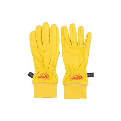 Pre-owned Off-white Logo Gloves 'yellow/red' | Men's Size 10