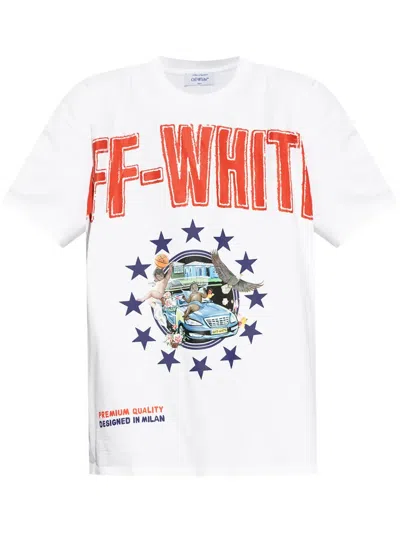Off-white Logo-graphic-print Cotton T-shirt In White