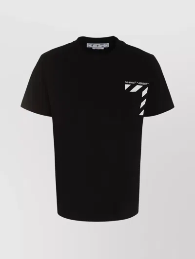 Off-white Logo Graphic Print Cotton T-shirt With Pocket In Black