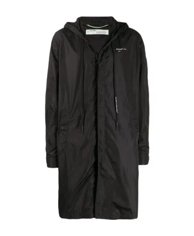Off-white Logo Hooded Casual Jacket In Black