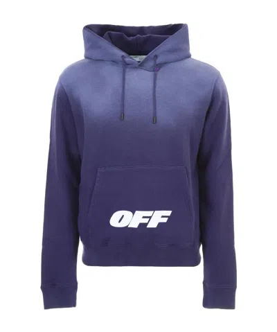 Off-white Logo Hooded Sweater In Blue