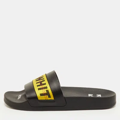 Pre-owned Off-white Logo Industrial Size 40 Black Leather Flats