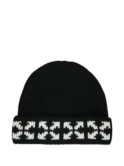 Off-white Kids' Logo-intarsia Beanie In Black
