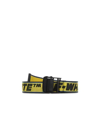 Off-white Logo Intarsia Buckle Belt In Green