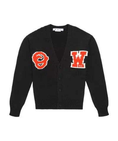 OFF-WHITE OFF-WHITE LOGO PATCH V-NECK CARDIGAN