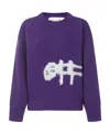 Off-white Intarsia-knit Logo Sweater In Purple