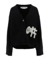 Off-white Logo-intarsia Knit Cardigan In Black
