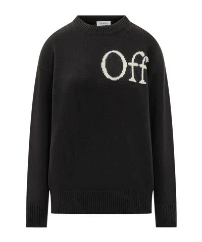 Off-white Logo Intarsia-knit Jumper In Black