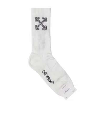 Off-white Logo Intarsia Socks In White
