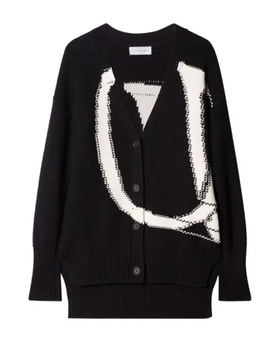 OFF-WHITE LOGO-INTARSIA WOOL CARDIGAN