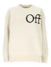 Off-white Ribbed Collar And Cuffs Knit Sweater In White