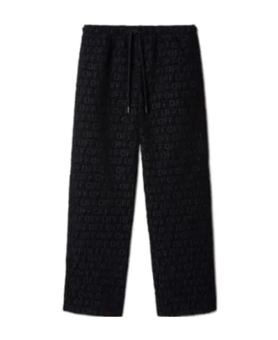 Off-white Logo-jacquard Bouclé Trousers In Black