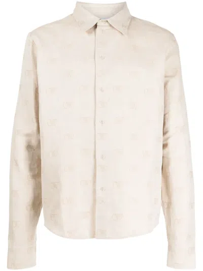 Off-white Hemd Mit Logo-jacquard In Nude