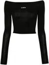 Off-white Logoed Knitted Top With Boat Neckline In Black