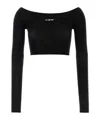 Off-white Logoed Knitted Top With Boat Neckline In Black