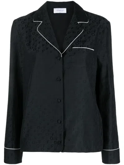 OFF-WHITE LOGO-JACQUARD SATIN PYJAMA SHIRT
