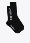 Off-white Big Logo Cotton Blend Mid Length Socks In Black