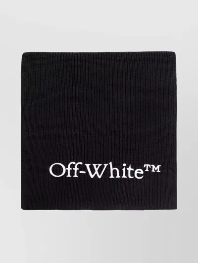 Off-white Logo Knit Scarf Ribbed Texture