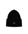 Off-white Off Stamp Loose Knit Beanie Black White In Black