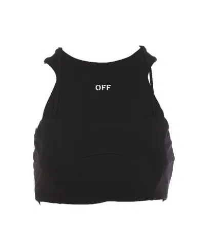 Off-white Logo Laceup Harness Bra In Black/white