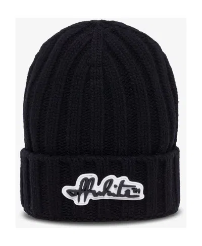 Off-white Logo-patch Beanie In Black