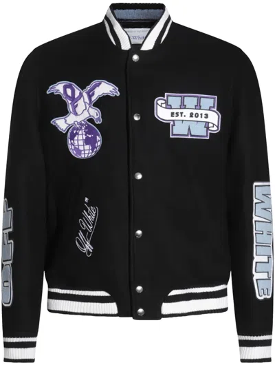 Off-white Logo-patch Bomber Jacket In Black