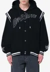 Off-white Black Varsity Sweatshirt With Press-stud Fastening And Bold Lettering In Black