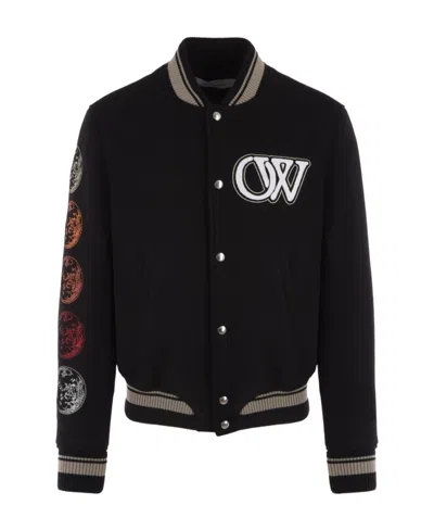 Off-white Off White™ Black Wool Blend Bomber Jacket