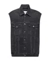 Off-white Logo-patch Decorative-zip Denim Gilet In Black