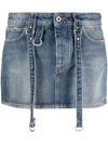 标贴牛仔迷你半身裙