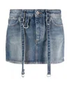 Off-white Off White Denim Mini Skirt With Straps In Blue