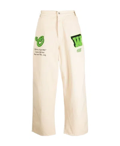 Off-white Logo-patch Loose-fit Jeans In White