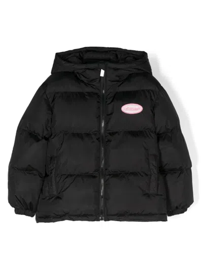 Off-white Kids' Logo-patch Padded Jacket In Black