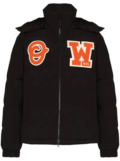 Off-white Logo-patch Puffer Coat In 1020 Black Orange