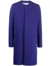 Off-white Logo-patch Single-breasted Coat In Purple
