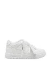 Off-white Monochromatic Leather Sneakers With Textured Sole In White