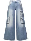 Off-white Wide-leg Faded Cargo Jeans In Bleach