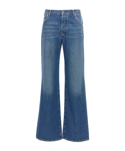 OFF-WHITE OFF-WHITE LOGO PATCH WIDE LEG JEANS