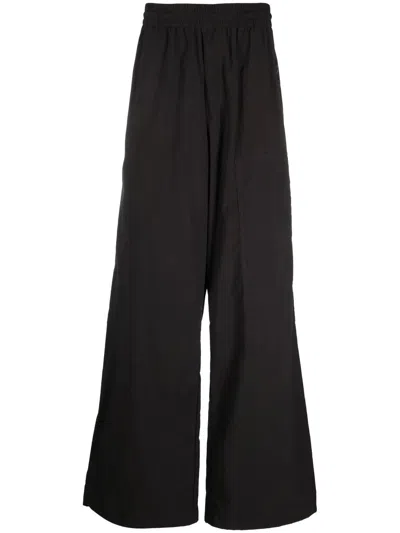 Off-white Logo Patch Wide-leg Trousers In Black