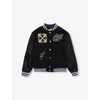 Off-white Black - Blue Logo-patch Wool-blend Varsity Jacket 8-12+ In Black - Blue