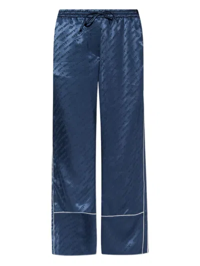 OFF-WHITE LOGO-PATTERN PIPED TROUSERS