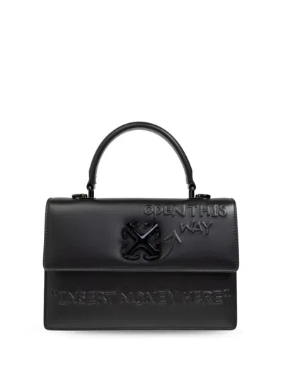 Off-white Logo-plaque Leather Tote Bag In Black