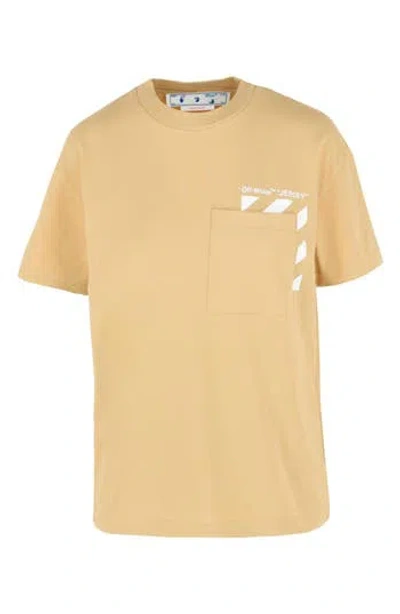 Off-white Logo Pocket Graphic T-shirt In Beige