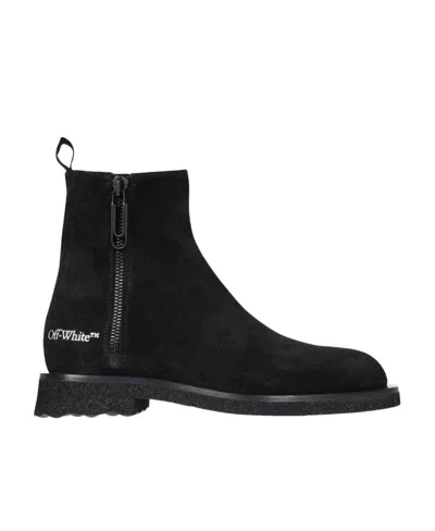 OFF-WHITE LOGO-PRINT ANKLE BOOTS