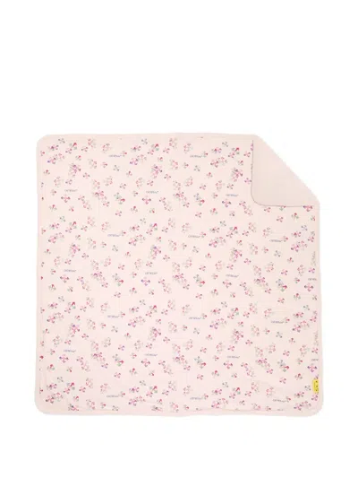 Off-white Logo Print Blanket In Pink