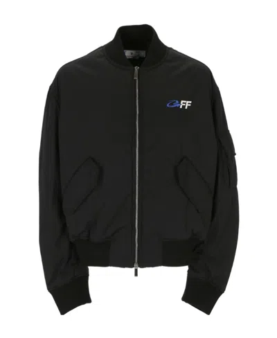 Off-white Logo-print Bomber Jacket In Black