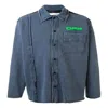 Off-white Logo Print Button Up Shirt In Blue