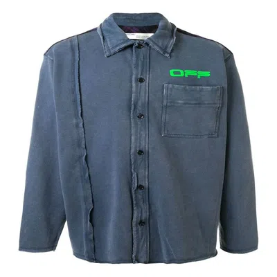 Off-white Logo Print Button Up Shirt In Blue