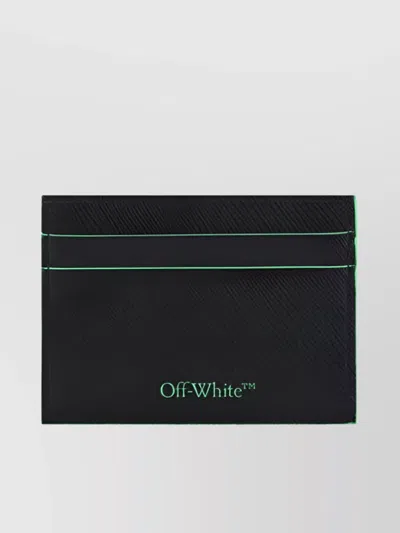 Off-white Logo Print Calfskin Card Holder In Black